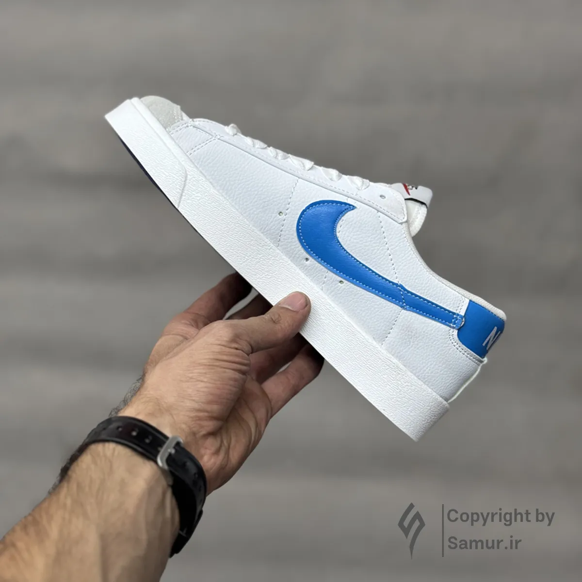 گالری تصاویر کتونی نایک بلیزر سفید آبی ساق کوتاه